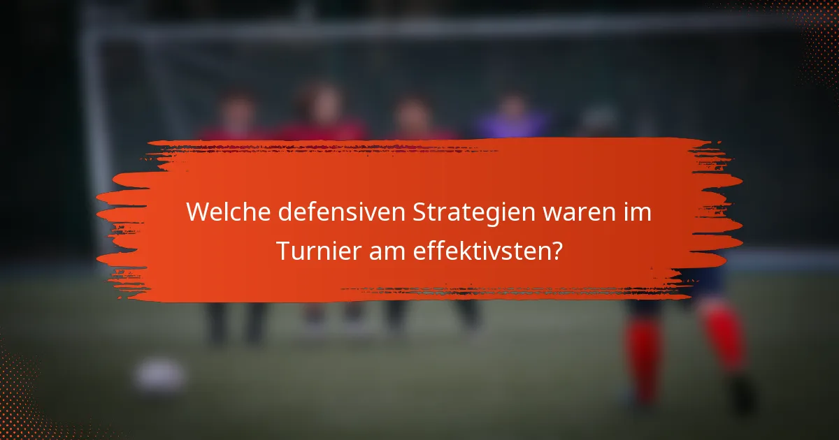 Welche defensiven Strategien waren im Turnier am effektivsten?