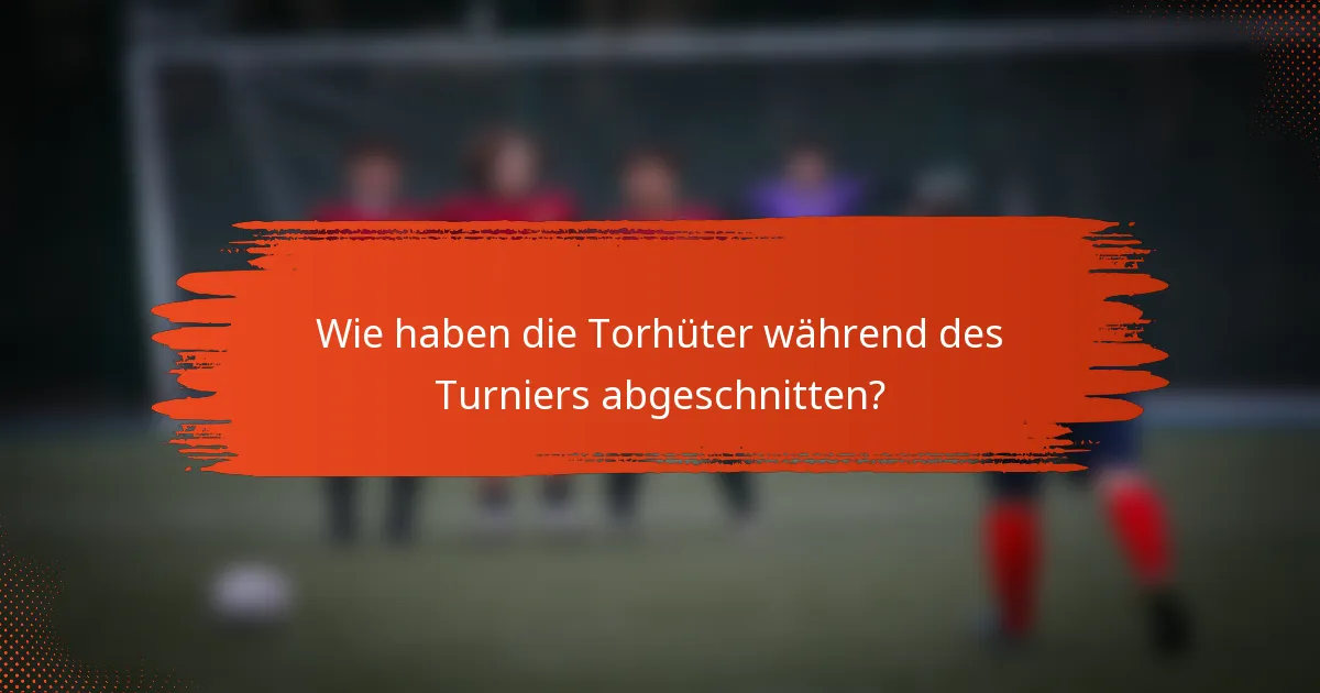 Wie haben die Torhüter während des Turniers abgeschnitten?
